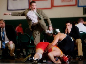 Dennis Papadatos getting excited during his time as assistant coach at Binghamton University