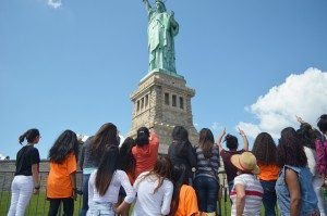 Latina Girls Project participants at the Statue of Liberty in summer 2014