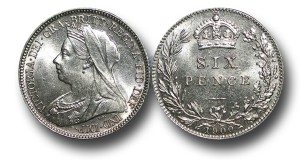 Sixpence or old coins are often incorporated as a blessing for wealth and prosperity.