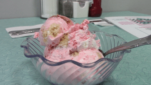 Strawberry shortcake ice cream is a Krisch's specialty