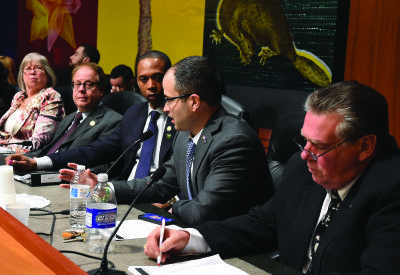 Assemblyman Ed Ra (second from right) recently participated in education budget conference committee meetings.
