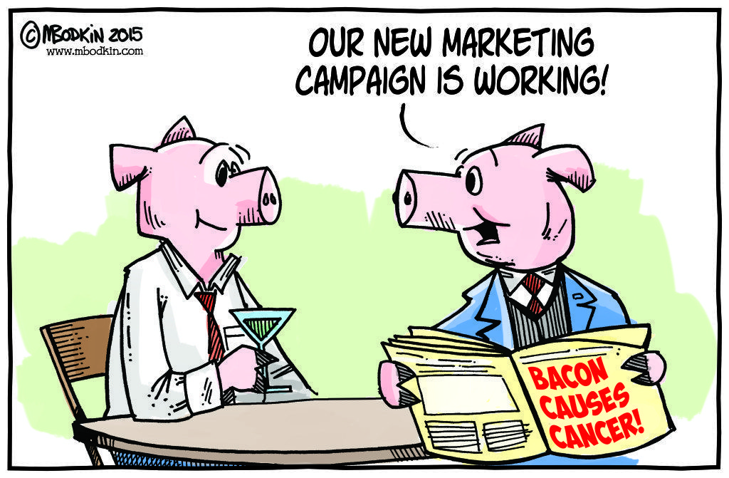 Bacon cancer cartoon