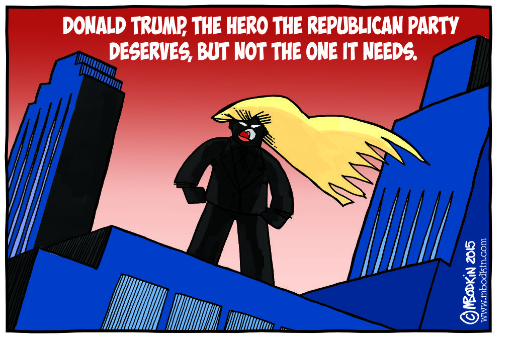 Trump hero cartoon