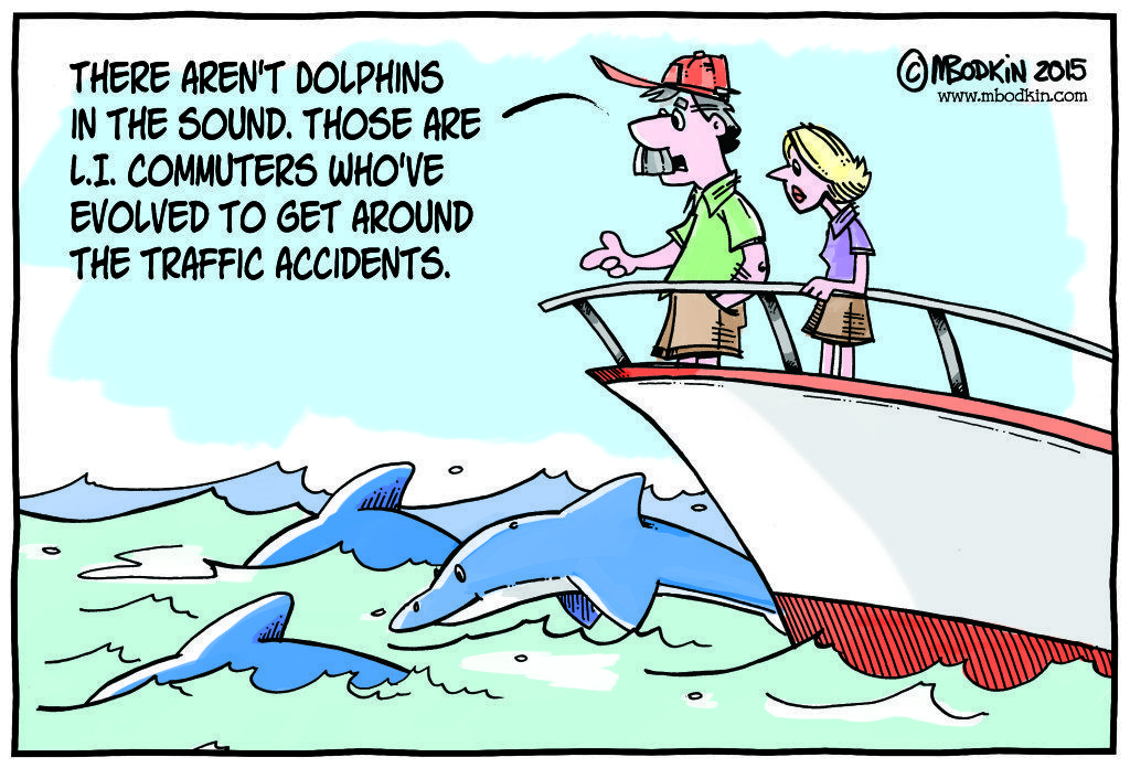 Dolphin Long Island commuter cartoon