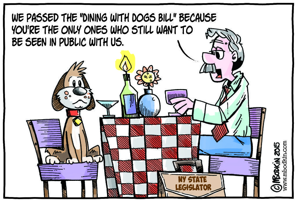 Dining with dogs cartoon