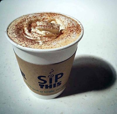 A pumpkin spice latte from Sip This 