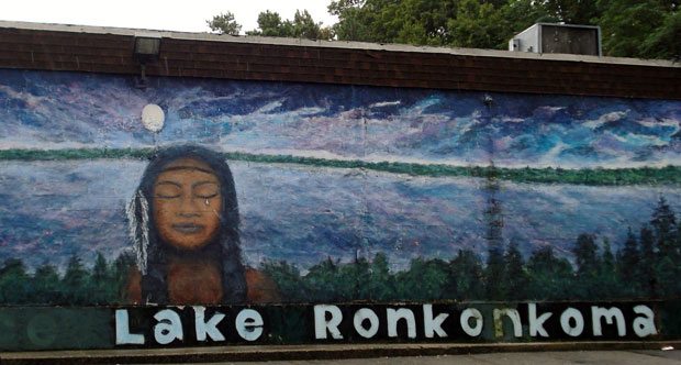 Mural depicting the legend of Lake Ronkonkoma. (Photo courtesy of Long Island Exchange) most haunted places on Long Island