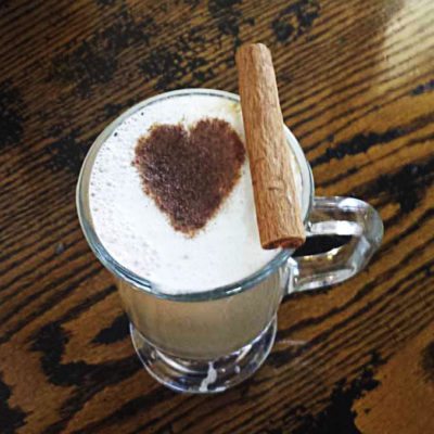 A heart-warming cappuccino at the Starving Artist Café. 