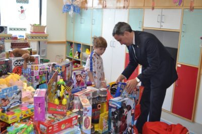 Senator Martins delivers toys to children at Winthrop University Hospital