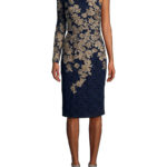 Xscape One Shoulder Embroidered Sheath Dress